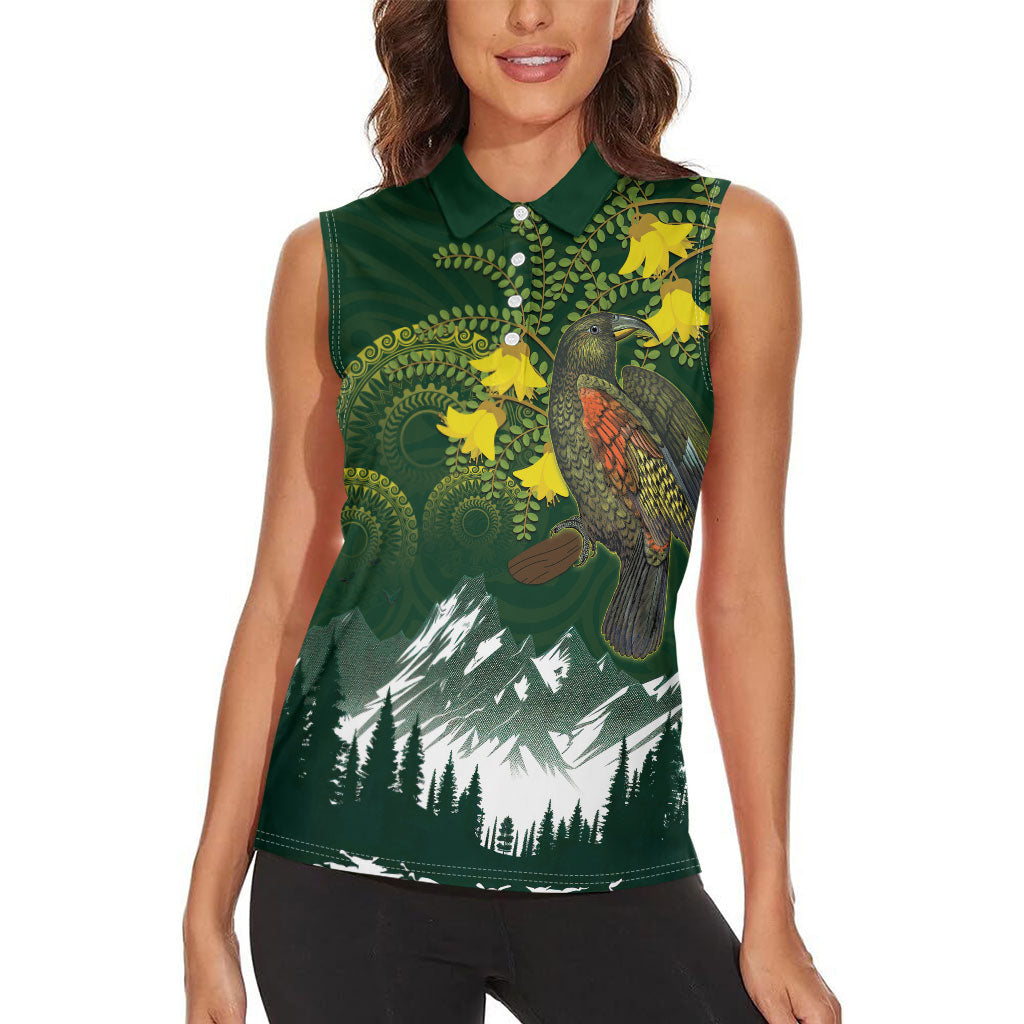 Kea Bird Kowhai New Zealand Women Sleeveless Polo Shirt Mountain Landscape Maori Art LT22 - Polynesian Pride