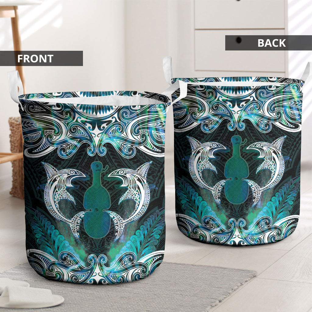 New Zealand Kotiate Weapon Laundry Basket Aotearoa Mango Paua Shell Maori Pattern LT22 - Polynesian Pride