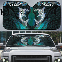 New Zealand Kotiate Weapon Auto Sun Shade Aotearoa Mango Paua Shell Maori Pattern LT22 Blue - Polynesian Pride