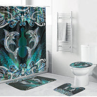 New Zealand Kotiate Weapon Bathroom Set Aotearoa Mango Paua Shell Maori Pattern LT22 Bathroom Set (4 pcs) Blue - Polynesian Pride