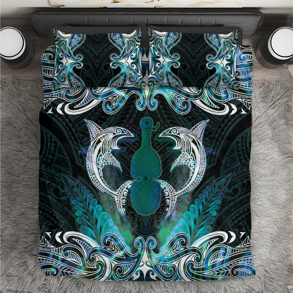 New Zealand Kotiate Weapon Bedding Set Aotearoa Mango Paua Shell Maori Pattern LT22 Blue - Polynesian Pride