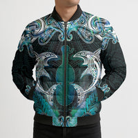 New Zealand Kotiate Weapon Bomber Puffer Jacket Aotearoa Mango Paua Shell Maori Pattern LT22 - Polynesian Pride
