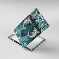 New Zealand Kotiate Weapon Canvas Wall Art Aotearoa Mango Paua Shell Maori Pattern LT22 With Frame Blue - Polynesian Pride