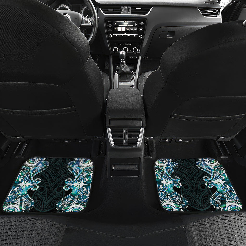 New Zealand Kotiate Weapon Car Mats Aotearoa Mango Paua Shell Maori Pattern LT22 Set 2pcs - Back Blue - Polynesian Pride