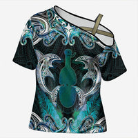 New Zealand Kotiate Weapon Cross Shoulder Shirt Aotearoa Mango Paua Shell Maori Pattern