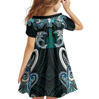 New Zealand Kotiate Weapon Family Matching Short Sleeve Bodycon Dress and Hawaiian Shirt Aotearoa Mango Paua Shell Maori Pattern LT22 - Polynesian Pride