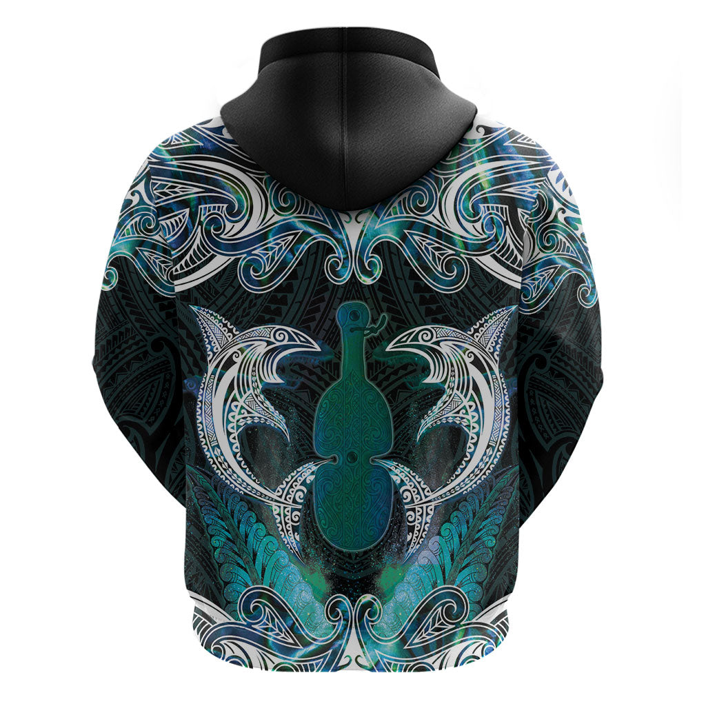 New Zealand Kotiate Weapon Hoodie Aotearoa Mango Paua Shell Maori Pattern