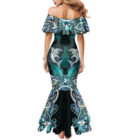 New Zealand Kotiate Weapon Mermaid Dress Aotearoa Mango Paua Shell Maori Pattern