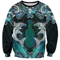 New Zealand Kotiate Weapon Sweatshirt Aotearoa Mango Paua Shell Maori Pattern LT22 Unisex Blue - Polynesian Pride