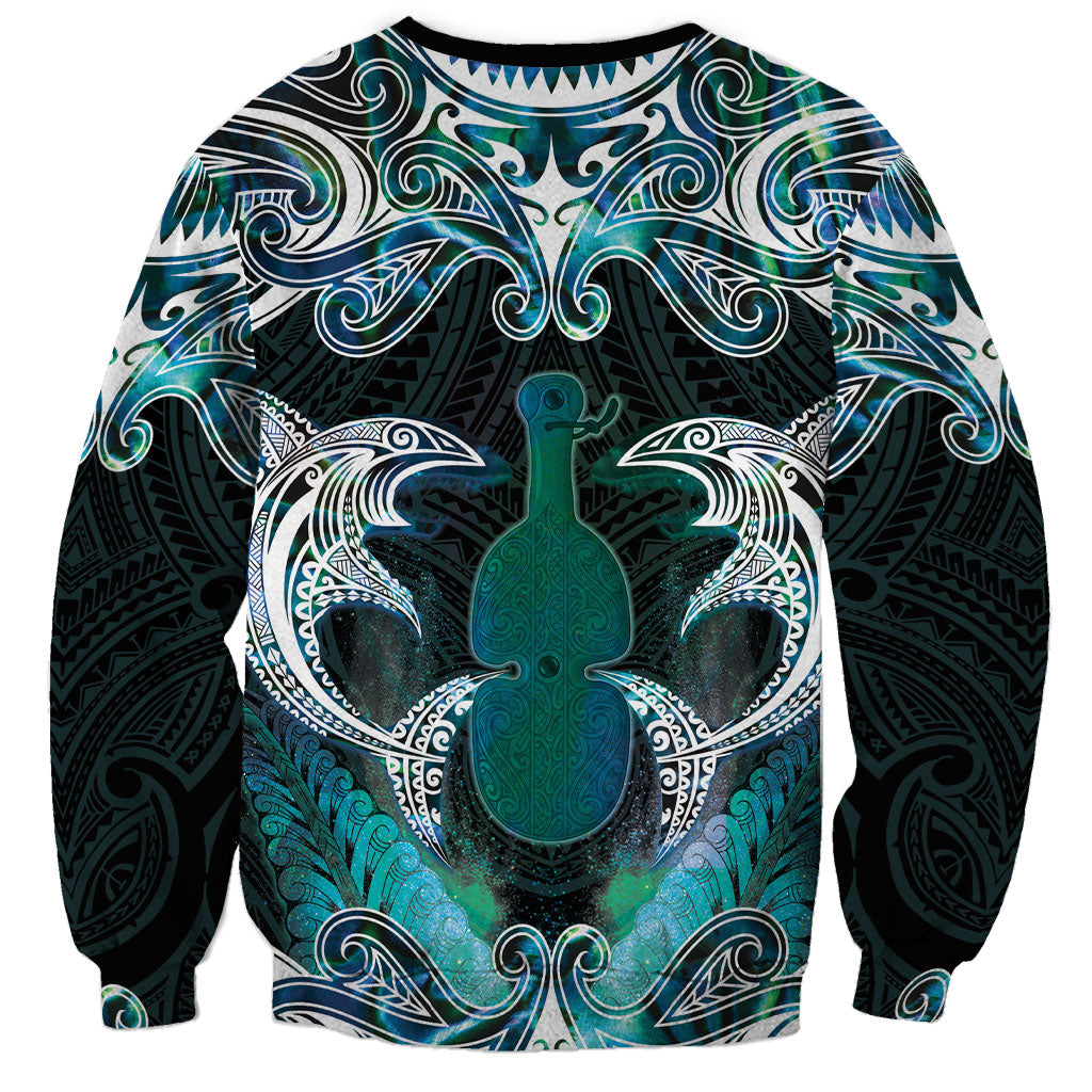 New Zealand Kotiate Weapon Sweatshirt Aotearoa Mango Paua Shell Maori Pattern LT22 - Polynesian Pride