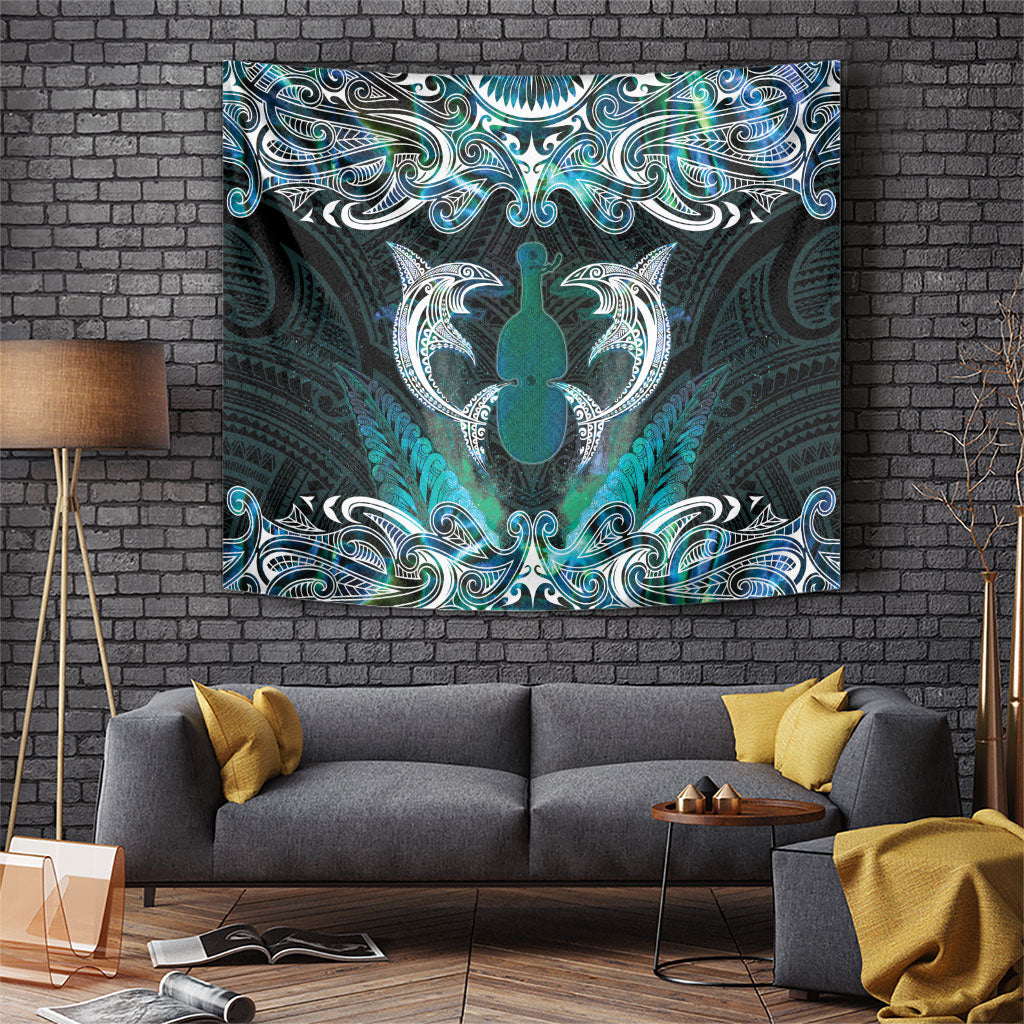 New Zealand Kotiate Weapon Tapestry Aotearoa Mango Paua Shell Maori Pattern LT22 Blue - Polynesian Pride