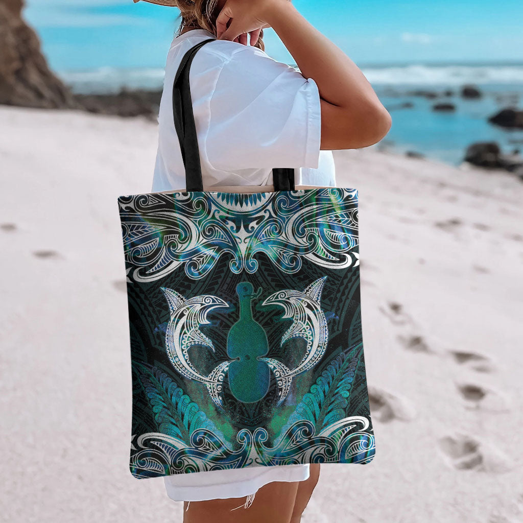 New Zealand Kotiate Weapon Tote Bag Aotearoa Mango Paua Shell Maori Pattern LT22 - Polynesian Pride