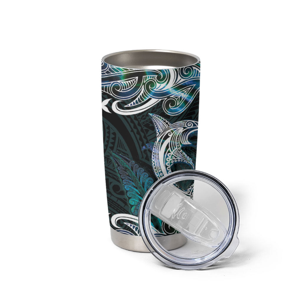 New Zealand Kotiate Weapon Tumbler Cup Aotearoa Mango Paua Shell Maori Pattern