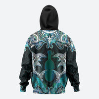 New Zealand Kotiate Weapon Zip Hoodie Aotearoa Mango Paua Shell Maori Pattern
