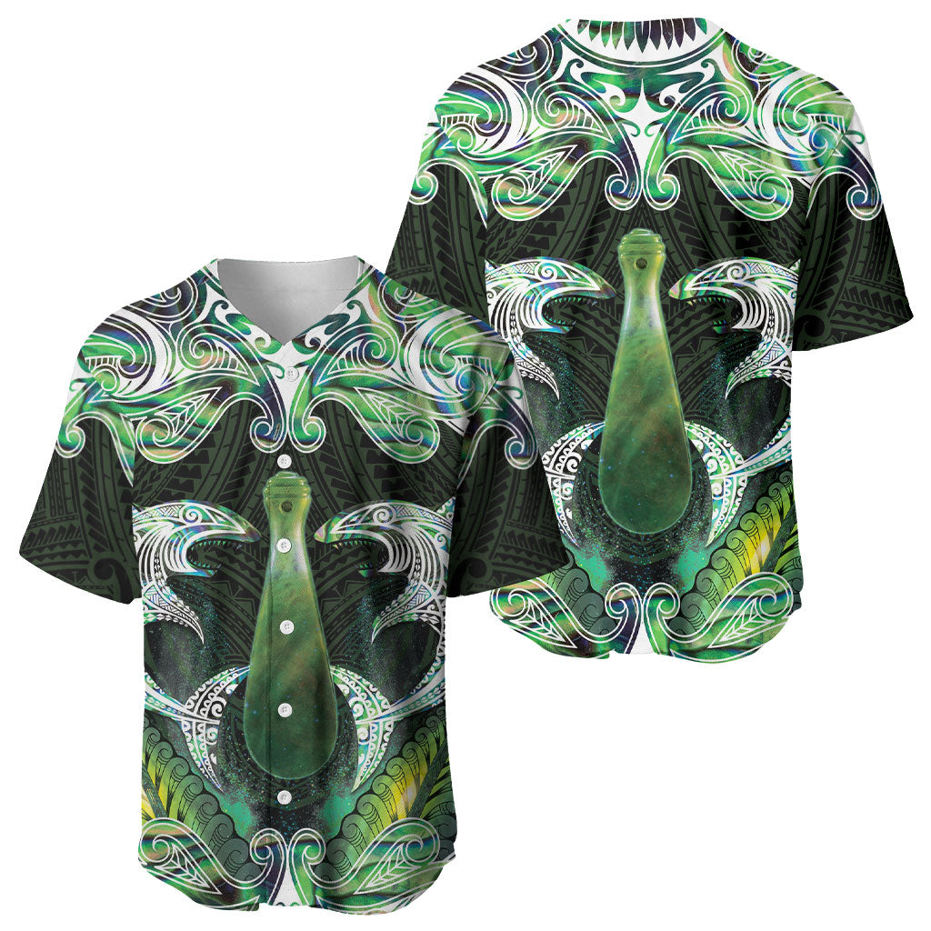 New Zealand Mere Pounamu Weapon Baseball Jersey Aotearoa Mango Paua Shell Maori Pattern LT22 - Polynesian Pride