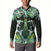 New Zealand Mere Pounamu Weapon Button Sweatshirt Aotearoa Mango Paua Shell Maori Pattern LT22 - Polynesian Pride