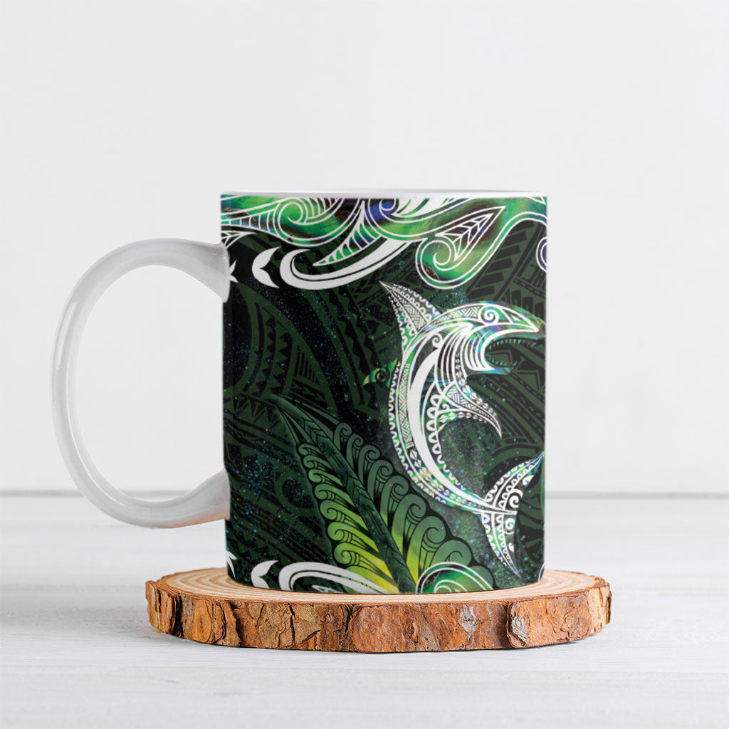 New Zealand Mere Pounamu Weapon Ceramic Mug Aotearoa Mango Paua Shell Maori Pattern LT22 Green - Polynesian Pride