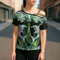 New Zealand Mere Pounamu Weapon Cross Shoulder Shirt Aotearoa Mango Paua Shell Maori Pattern