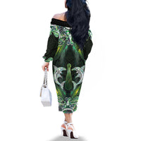 New Zealand Mere Pounamu Weapon Family Matching Off The Shoulder Long Sleeve Dress and Hawaiian Shirt Aotearoa Mango Paua Shell Maori Pattern LT22 - Polynesian Pride
