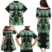 New Zealand Mere Pounamu Weapon Family Matching Puletasi and Hawaiian Shirt Aotearoa Mango Paua Shell Maori Pattern