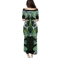 New Zealand Mere Pounamu Weapon Family Matching Puletasi and Hawaiian Shirt Aotearoa Mango Paua Shell Maori Pattern