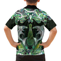 New Zealand Mere Pounamu Weapon Family Matching Tank Maxi Dress and Hawaiian Shirt Aotearoa Mango Paua Shell Maori Pattern LT22 - Polynesian Pride