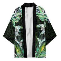 New Zealand Mere Pounamu Weapon Kimono Aotearoa Mango Paua Shell Maori Pattern LT22 Unisex Green - Polynesian Pride