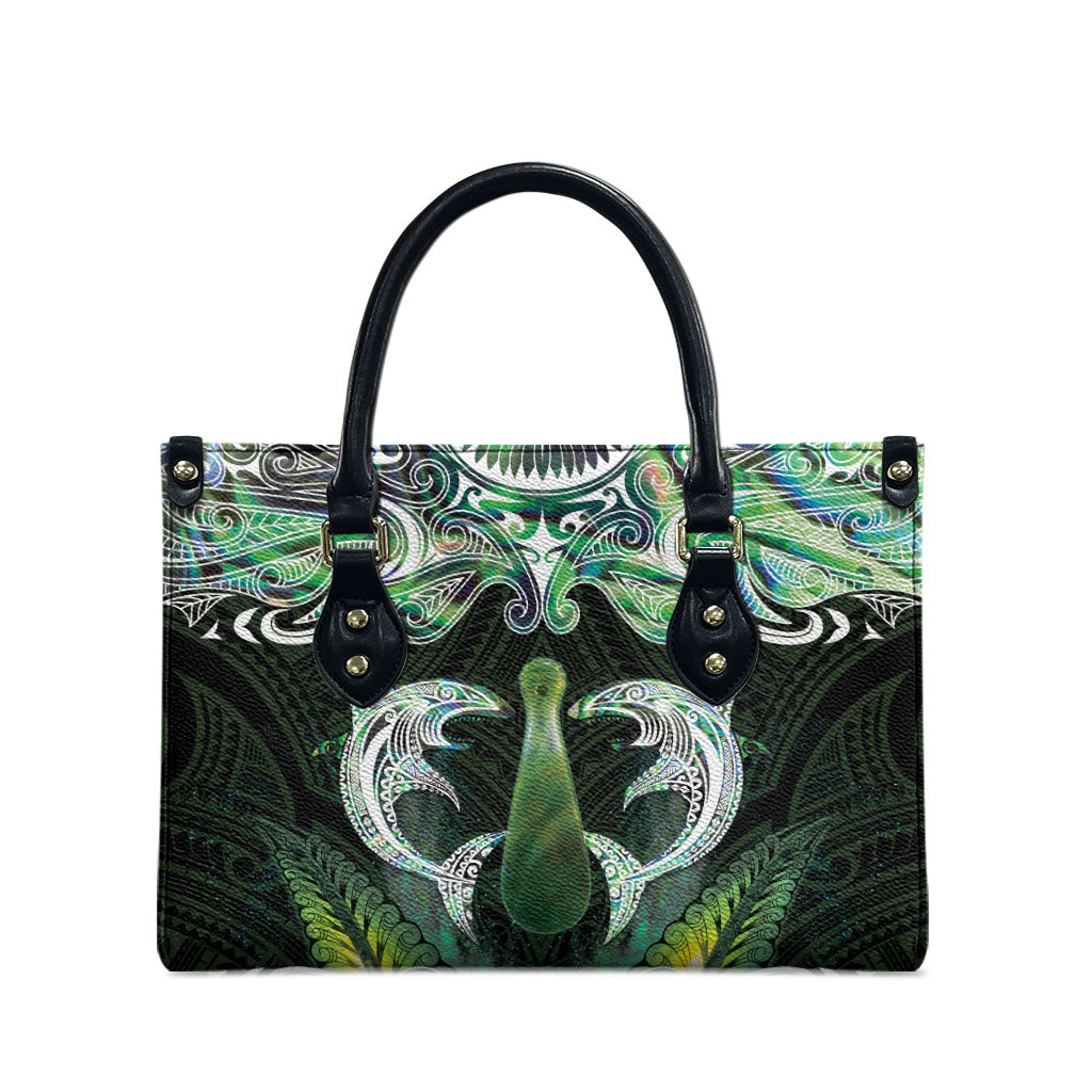 New Zealand Mere Pounamu Weapon Leather Bag Aotearoa Mango Paua Shell Maori Pattern LT22 - Polynesian Pride
