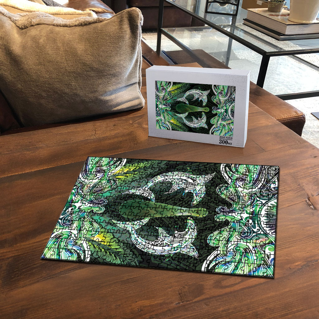 New Zealand Mere Pounamu Weapon Puzzle Aotearoa Mango Paua Shell Maori Pattern LT22 - Polynesian Pride