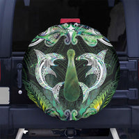 New Zealand Mere Pounamu Weapon Spare Tire Cover Aotearoa Mango Paua Shell Maori Pattern