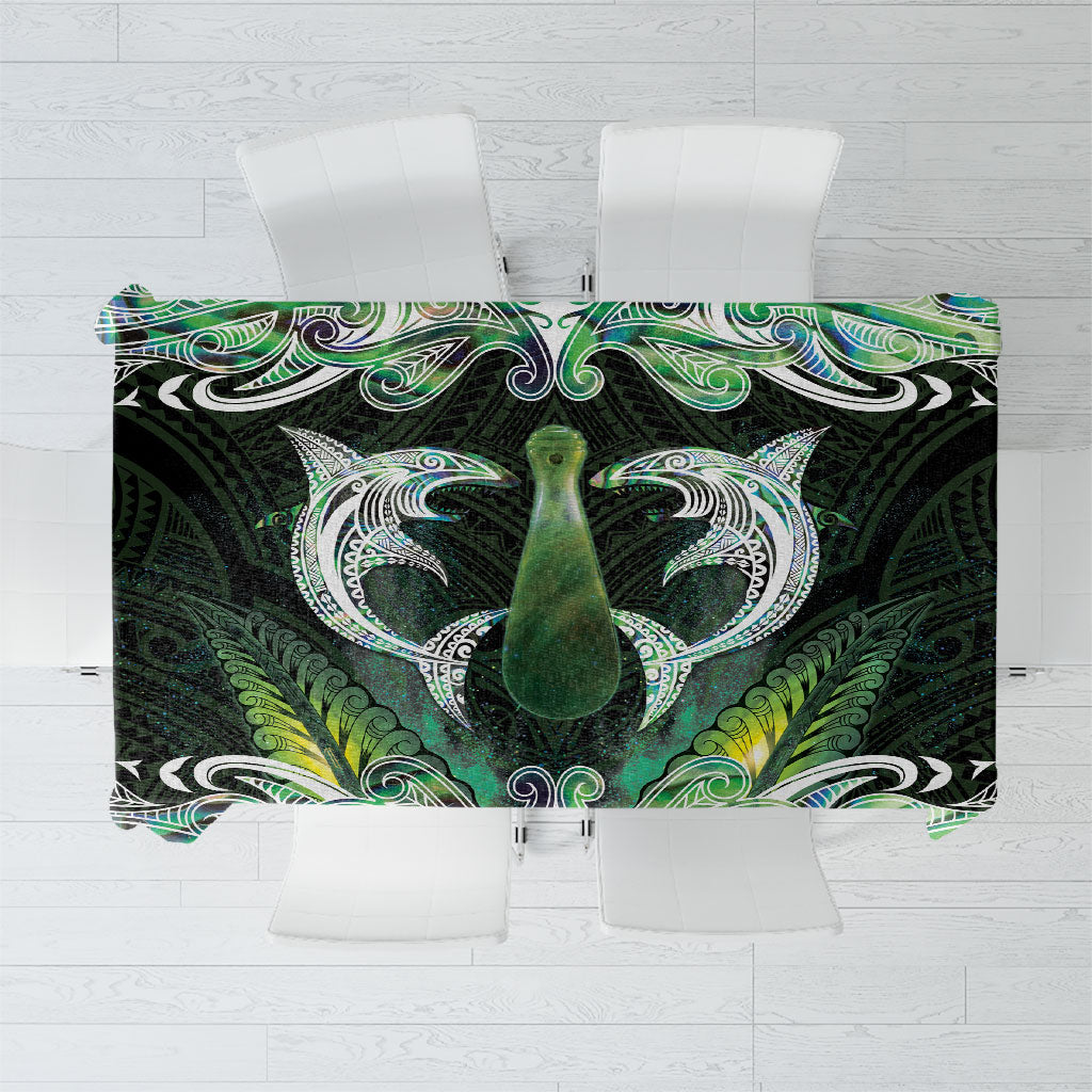 New Zealand Mere Pounamu Weapon Tablecloth Aotearoa Mango Paua Shell Maori Pattern LT22 Green - Polynesian Pride