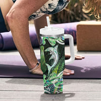 New Zealand Mere Pounamu Weapon Tumbler With Handle Aotearoa Mango Paua Shell Maori Pattern