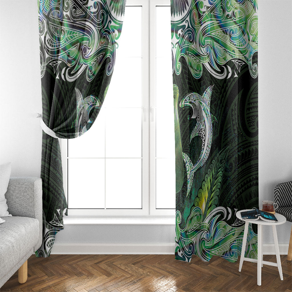 New Zealand Mere Pounamu Weapon Window Curtain Aotearoa Mango Paua Shell Maori Pattern LT22 - Polynesian Pride