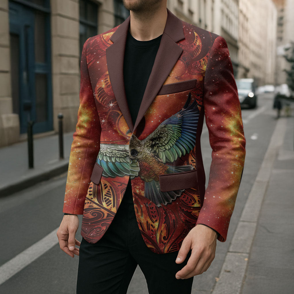 New Zealand Kea Bird Matariki Personalised Blazer Silver Fern Maori Pattern