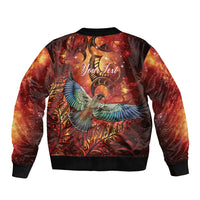New Zealand Kea Bird Matariki Personalised Bomber Jacket Silver Fern Maori Pattern
