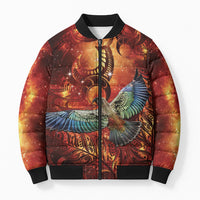 New Zealand Kea Bird Matariki Personalised Bomber Puffer Jacket Silver Fern Maori Pattern
