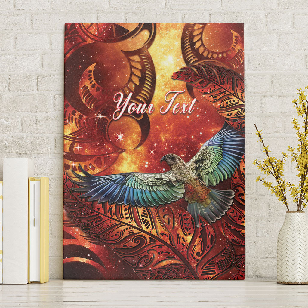 New Zealand Kea Bird Matariki Personalised Canvas Wall Art Silver Fern Maori Pattern