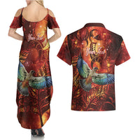 New Zealand Kea Bird Matariki Personalised Couples Matching Summer Maxi Dress and Hawaiian Shirt Silver Fern Maori Pattern LT22 - Polynesian Pride