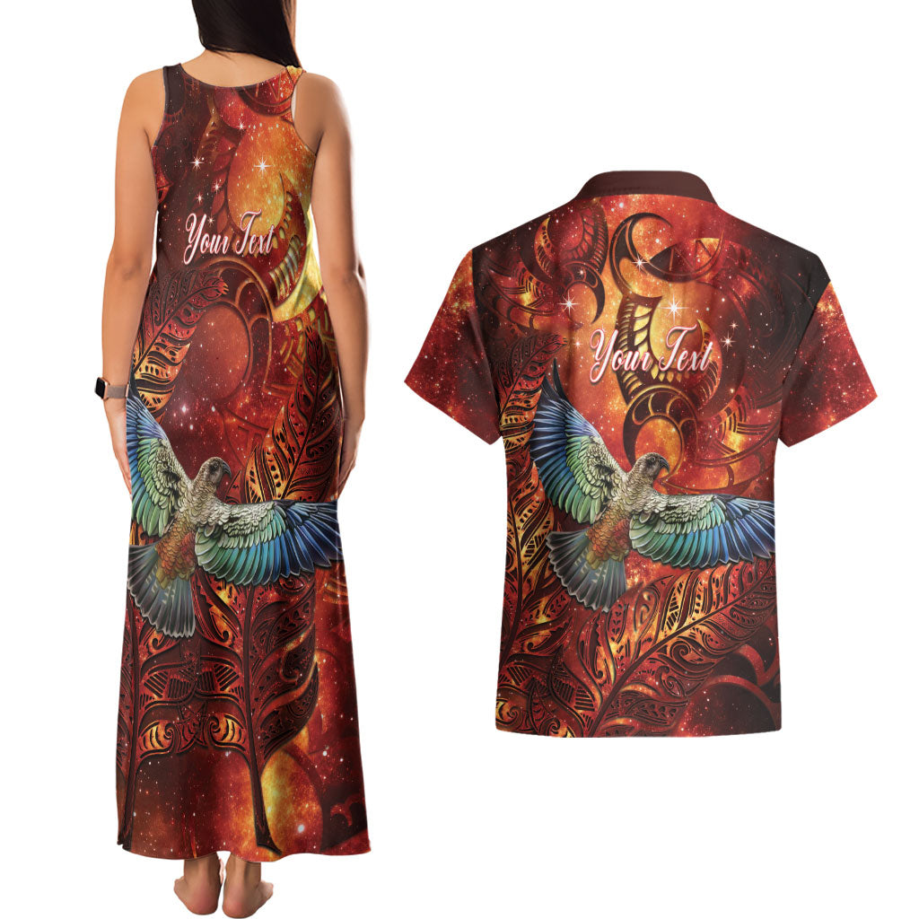 New Zealand Kea Bird Matariki Personalised Couples Matching Tank Maxi Dress and Hawaiian Shirt Silver Fern Maori Pattern LT22 - Polynesian Pride