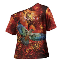 New Zealand Kea Bird Matariki Personalised Cross Shoulder Shirt Silver Fern Maori Pattern