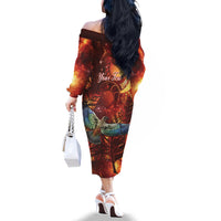 New Zealand Kea Bird Matariki Personalised Family Matching Off The Shoulder Long Sleeve Dress and Hawaiian Shirt Silver Fern Maori Pattern LT22 - Polynesian Pride
