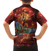New Zealand Kea Bird Matariki Personalised Family Matching Off Shoulder Short Dress and Hawaiian Shirt Silver Fern Maori Pattern LT22 - Polynesian Pride