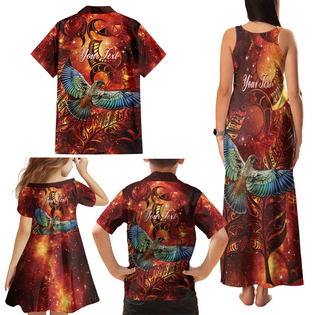 New Zealand Kea Bird Matariki Personalised Family Matching Tank Maxi Dress and Hawaiian Shirt Silver Fern Maori Pattern LT22 - Polynesian Pride