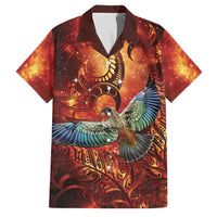 New Zealand Kea Bird Matariki Personalised Family Matching Tank Maxi Dress and Hawaiian Shirt Silver Fern Maori Pattern LT22 Dad's Shirt - Short Sleeve Orange - Polynesian Pride
