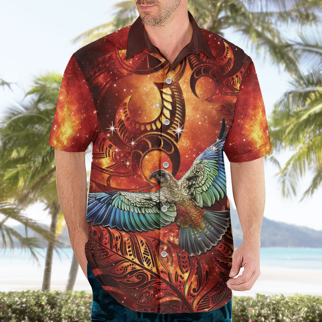 New Zealand Kea Bird Matariki Personalised Hawaiian Shirt Silver Fern Maori Pattern