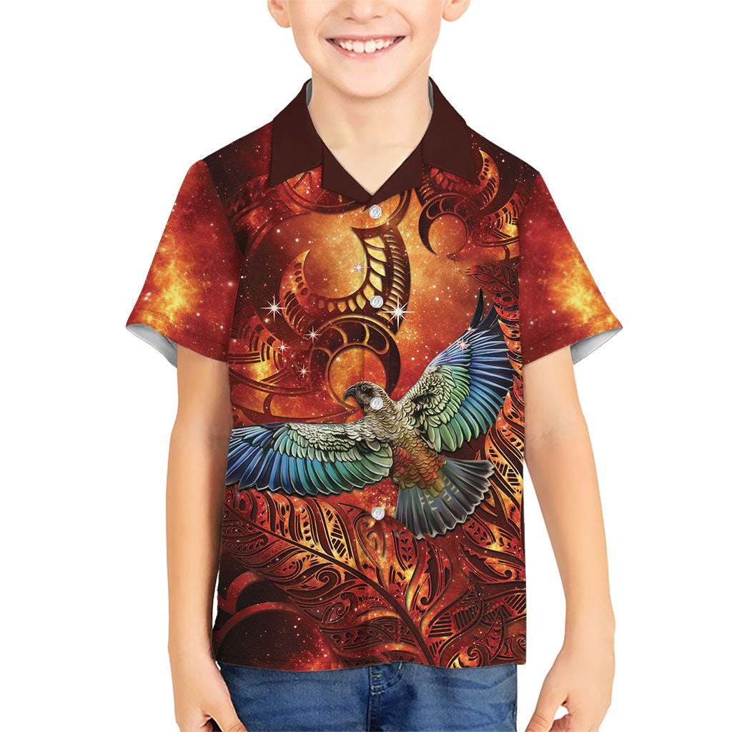 New Zealand Kea Bird Matariki Personalised Hawaiian Shirt Silver Fern Maori Pattern