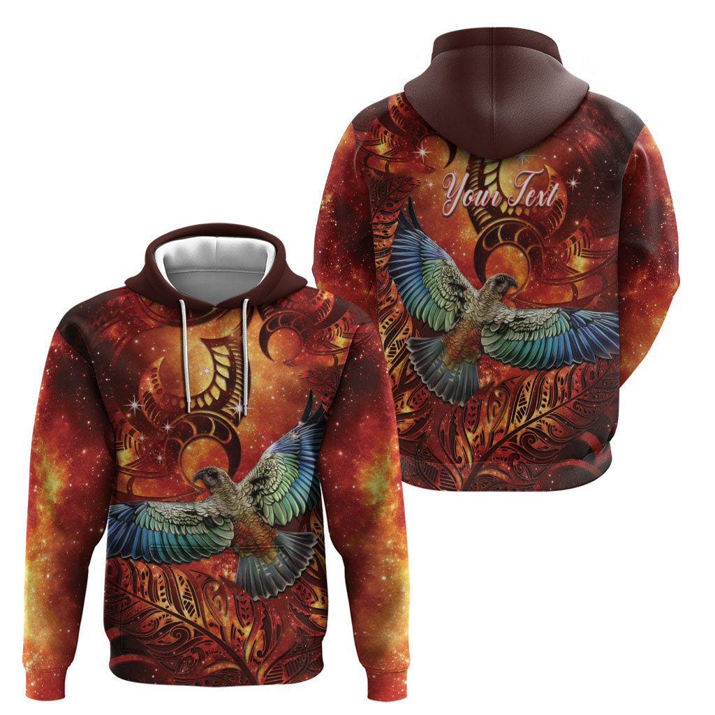 New Zealand Kea Bird Matariki Personalised Hoodie Silver Fern Maori Pattern