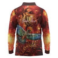 New Zealand Kea Bird Matariki Personalised Long Sleeve Polo Shirt Silver Fern Maori Pattern