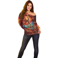 New Zealand Kea Bird Matariki Personalised Off Shoulder Sweater Silver Fern Maori Pattern