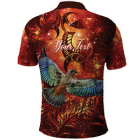 New Zealand Kea Bird Matariki Personalised Polo Shirt Silver Fern Maori Pattern